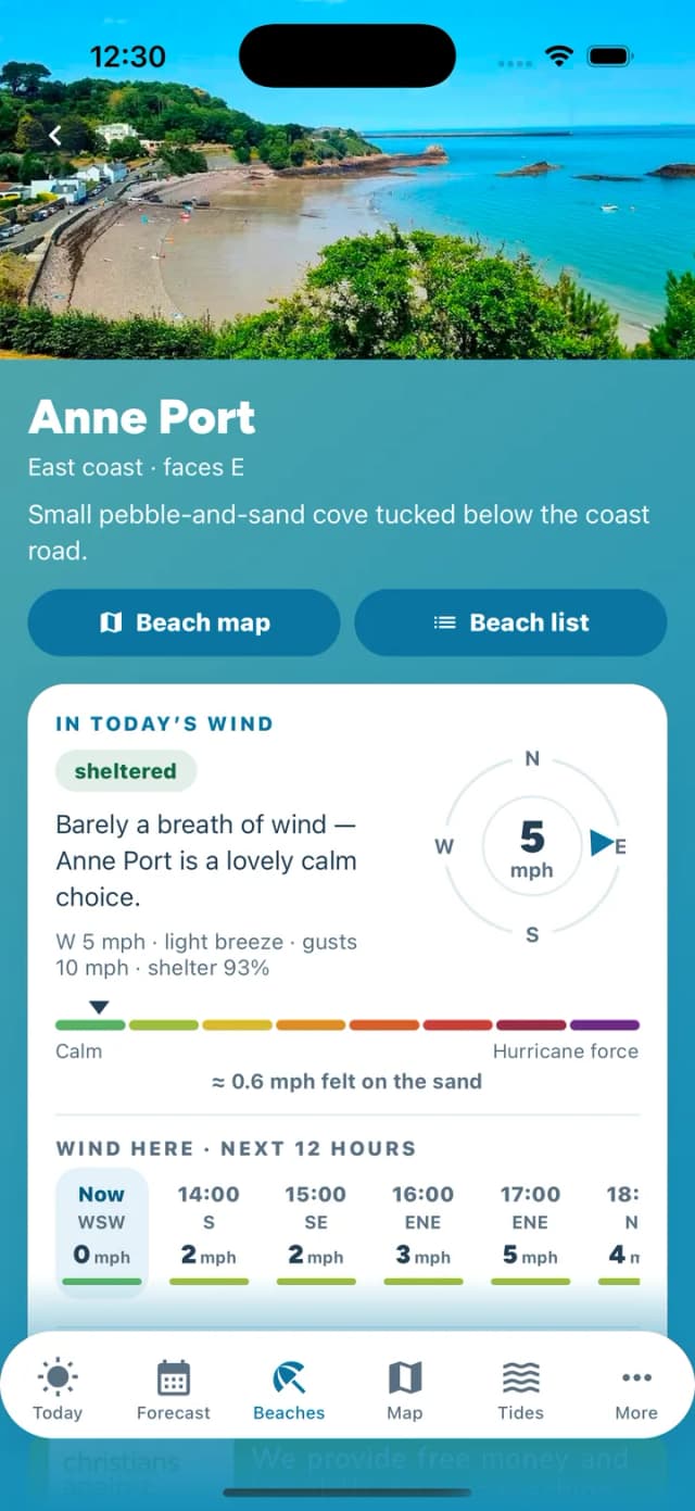 A beach guide page