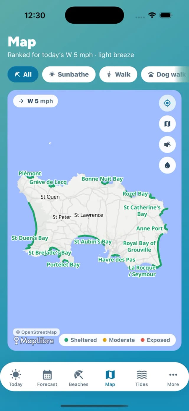 The whole island on one map